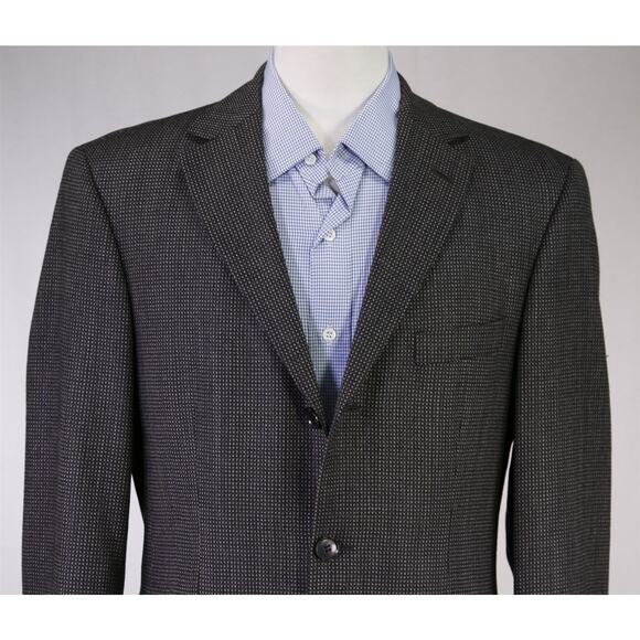 Hugo Boss Black Gray Brown Knit Woven Wool Sportcoat Blazer 38R - Picture 3 of 9